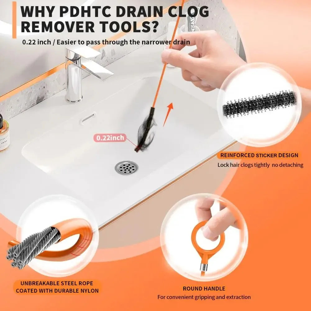 Flexible Drain Pipe Cleaning Brush – Sink, Bathtub & Shower Drain Cleaning Brush Oasis Select
