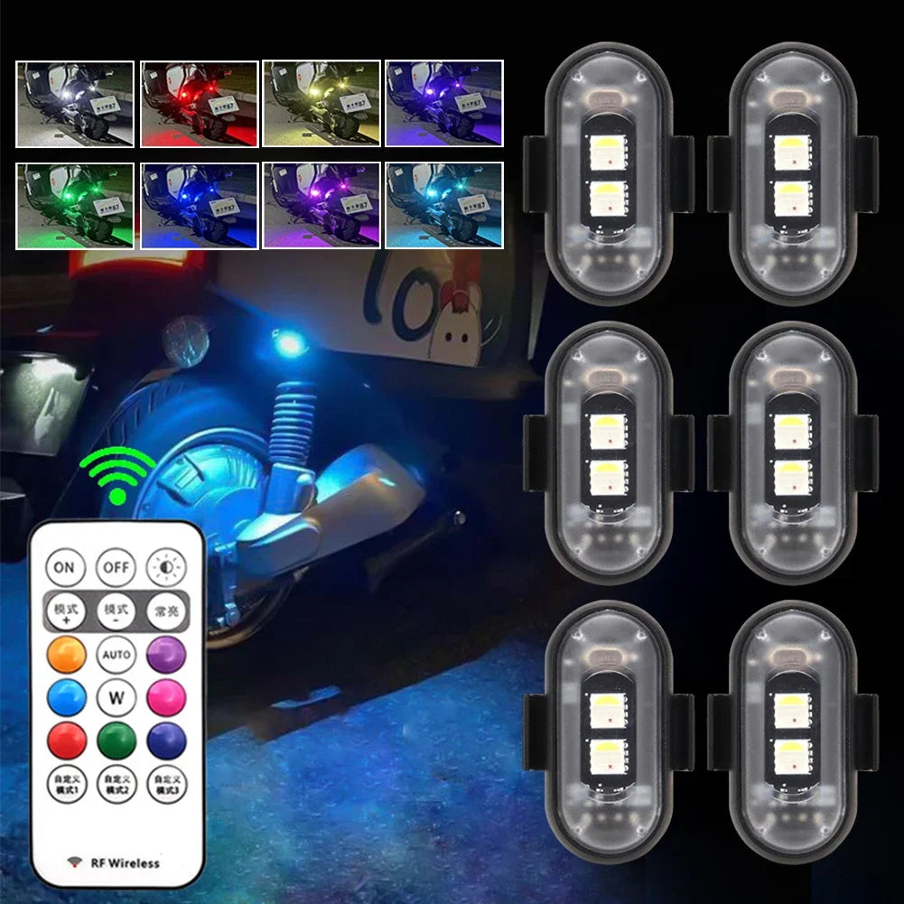 Motorcycle RGB LED Strobe Lights 8 Colors LED Flash Position Wireless Light Aircraft Airplane Helicopter Warning Signal Lights Oasis Select