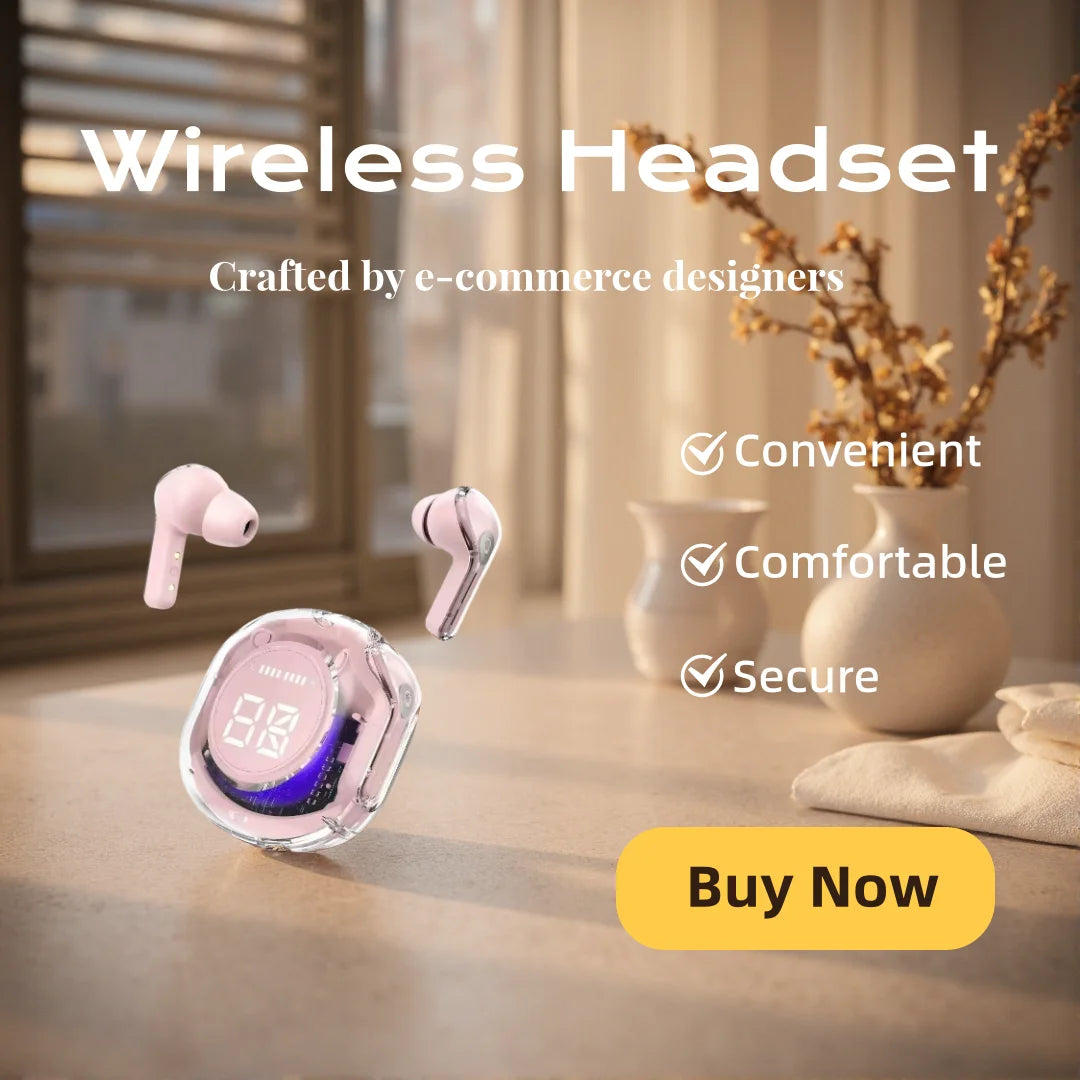 Bluetooth Earphone Wireless Headset with Volume Control Hifi Sound Sport Headphones LED Power Digital Display Oasis Select Pink