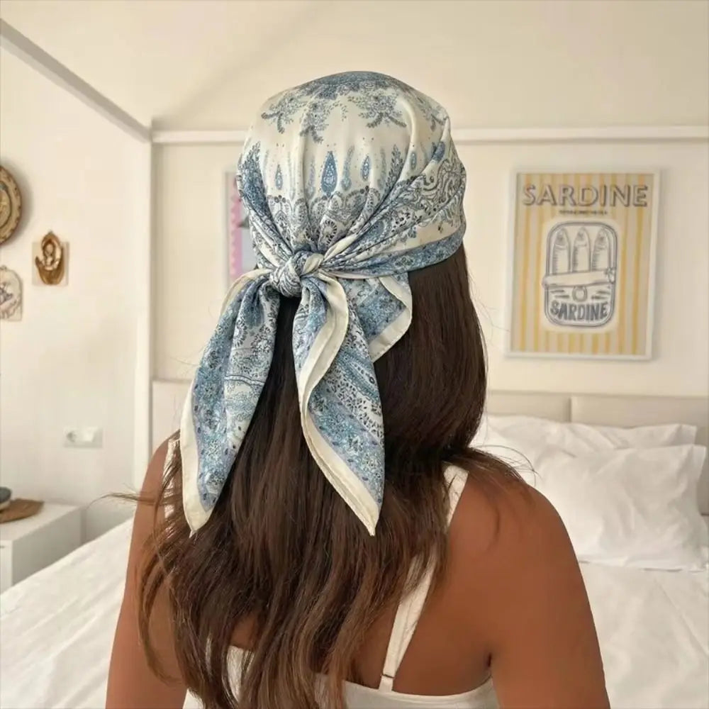 Luxury Square Silk Scarf 70*70cm Silk Material Silk Headscarf Soft Texture Printing Design Silk Scarves For Women and Girls Oasis Select