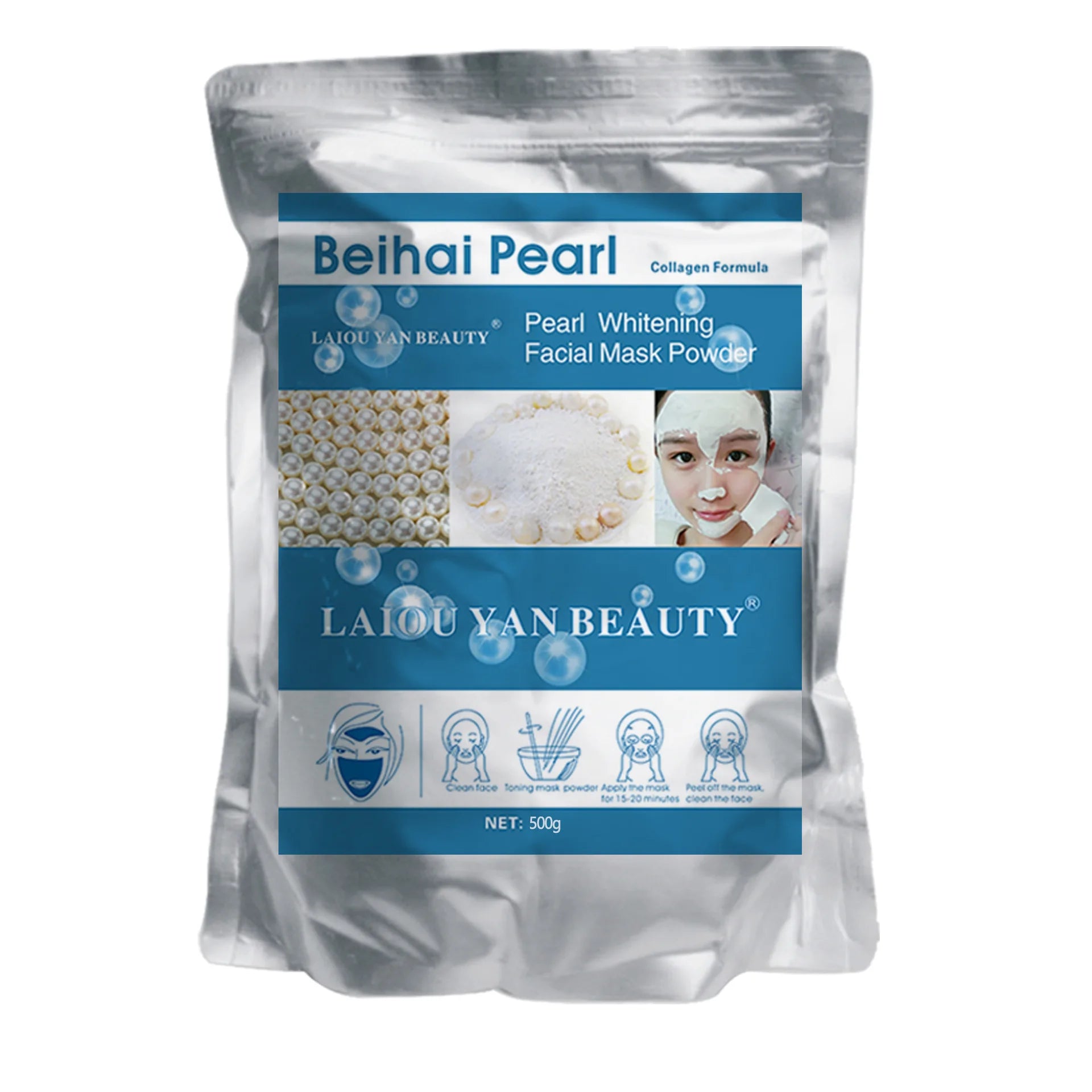 500g Pearl Whitening and Moisturizing Facial Mask Powder Green Tea Olives Lemon Natural Soft Jelly Powder Anti-wrinkle Skin Care Oasis Select Pearl