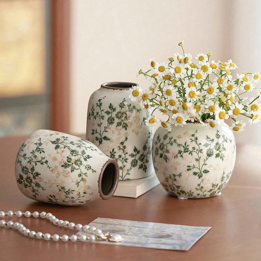 Ice Cracked Ceramic Vase Handmade Vase Bohemian Art Home Decoration Living Room Office Decoration Dried Flower Display Vase Oasis Select
