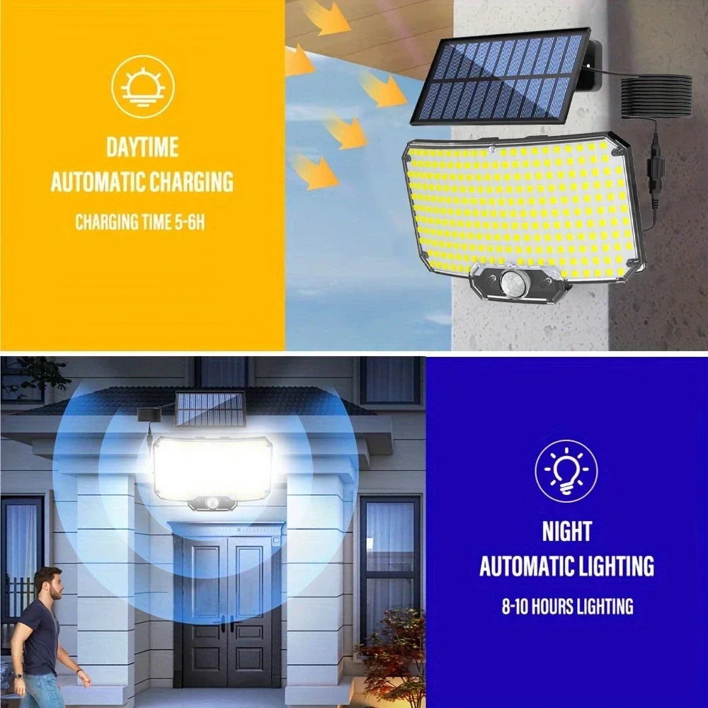 1PC Solar 234 LED Outdoor Path Light with Motion Sensor and Remote Control IP65 Wall Garden Light Easy Installation Wall Sconce Oasis Select