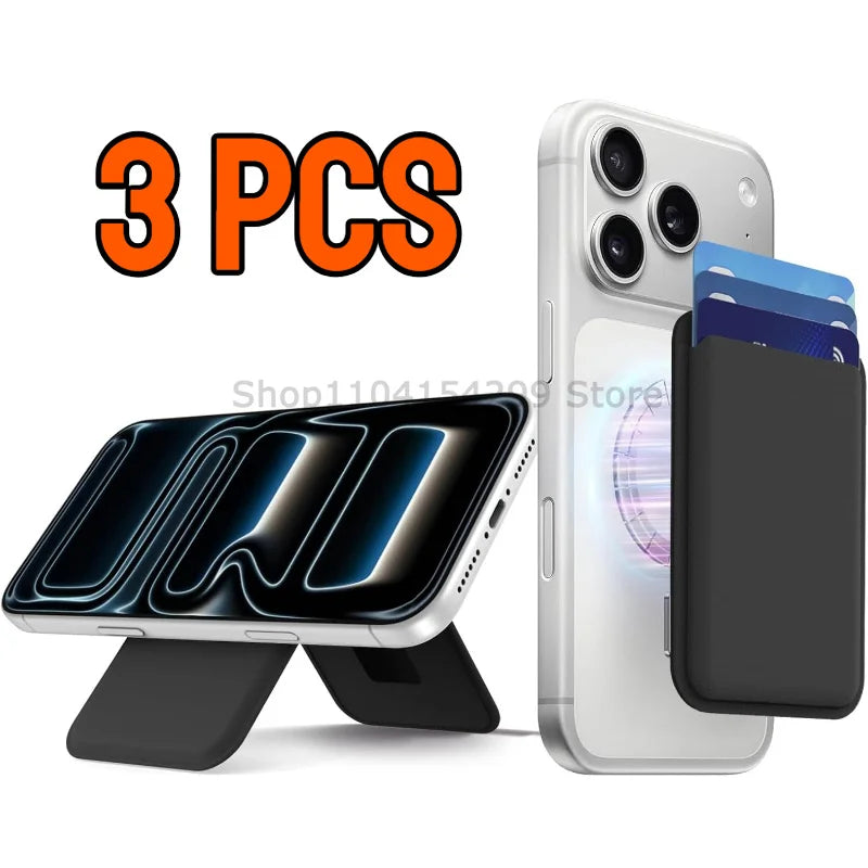 Phone Card Wallet Magnetic Holder Card Binder Luxury Leather Card Holder Phone Wallet Card Bag PU Leather Shockproof Back Cover