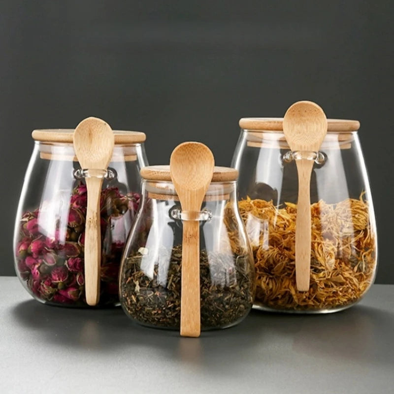 Glass Cups Storage Sealed Jar Overnight Oatmeal Cup Set Meal Prep Containers with Lids and Spoons Salad Bowls, Oatmeal Jars Oasis Select