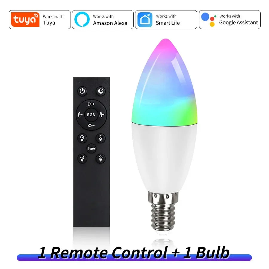 E14 WiFi Smart Candle Bulb | Tuya, Alexa & Google Home Smart LED Bulb Oasis Select 1 bulb 1 remote 220V 7w