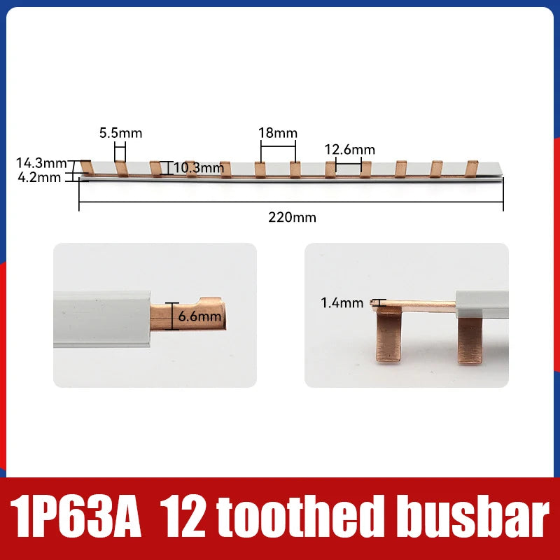1/2P Pin Type Busbar Copper Bar Terminal Block For MCB DZ47 Air Switch Connector 63A Circuit Breaker Connector Oasis Select A3