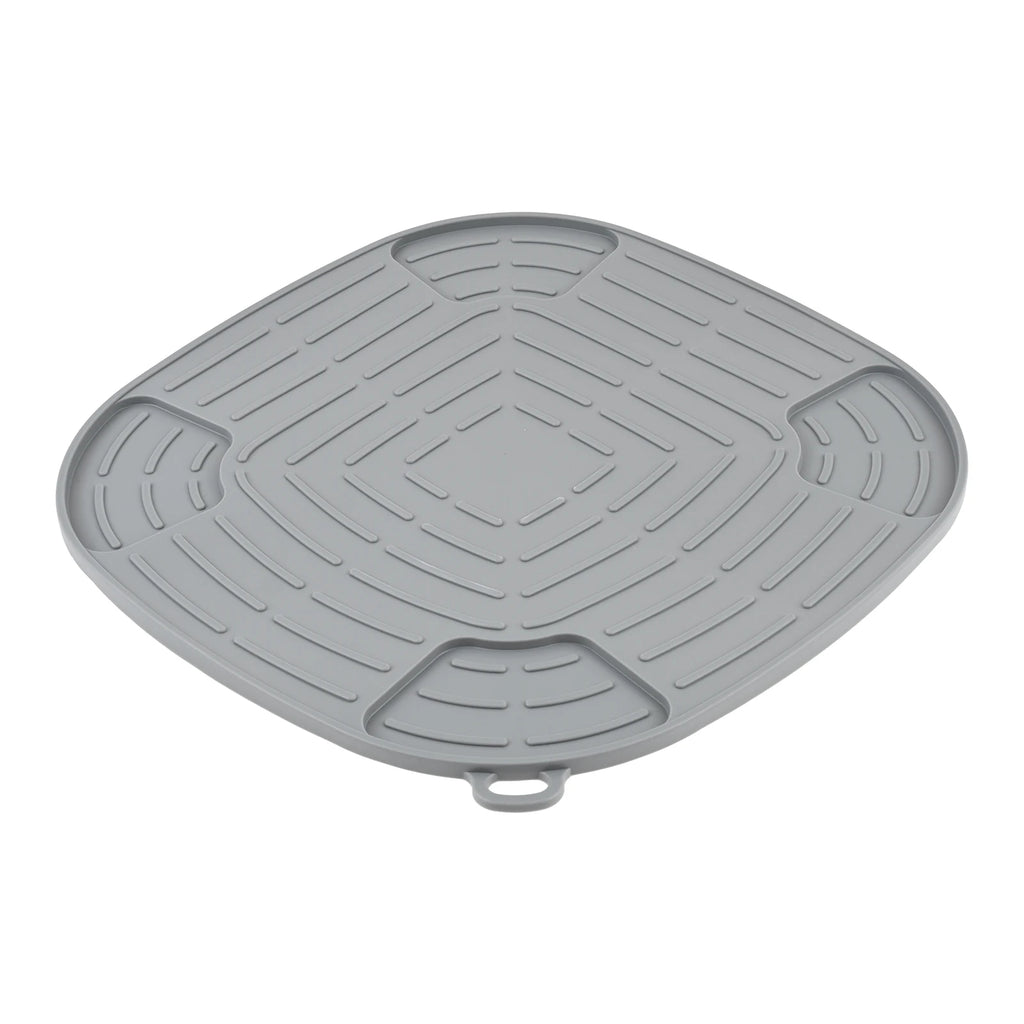 1Pc 10.23" Silicone Air Fryer Mat Heat Resistant 446°F for Ninja FN101GY Non-Slip Dishwasher Safe Countertop Protector Trivet Oasis Select Grey 10.23inch x 10.23inc