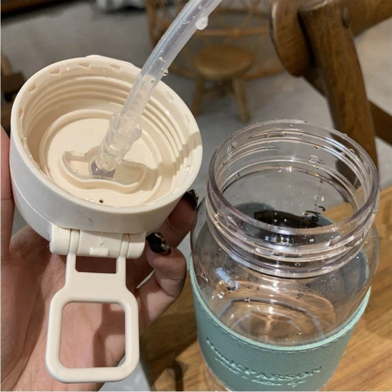 500ml Water Bottle with Straw Portable Clear Leakproof Drinking Bottle Outdoor Travel Office Essential Coffee Tea Water Bottle Oasis Select