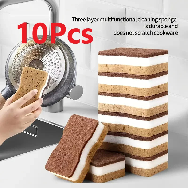 2-20Pcs Three-Layer Seaweed Cleaning Sponges Dishwashing Sponges High-Quality Kitchen Cleaning Cloths Kitchen Cleaning Brushe Oasis Select 10Pcs