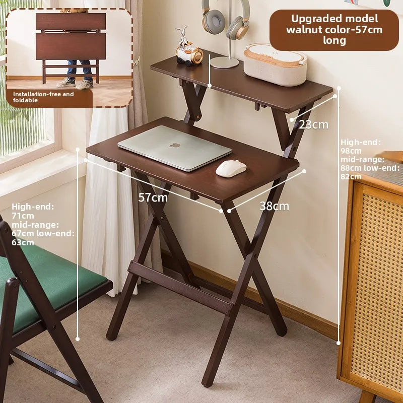 Folding table Rectangle desk Computer table Bedroom Home bedside table Desk worktable Small apartment dining table Oasis Select Walnut S 57