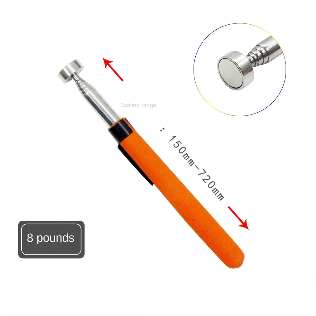 1/3/5PCS Telescopic Magnetic Pickup Tool with LED Light Extendable Metal Magnet Stick for Auto Repair and Metal Parts Retrieval Oasis Select 5PCS 8LB-Orange
