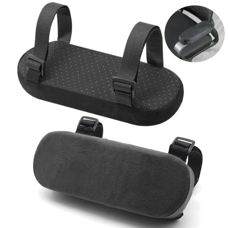 2pcs Office Chair Armrest Cushions - Ergonomic Elbow Pillows with Breathable Perforated Design, Adjustable Straps & Soft Padding Oasis Select 2pcs black