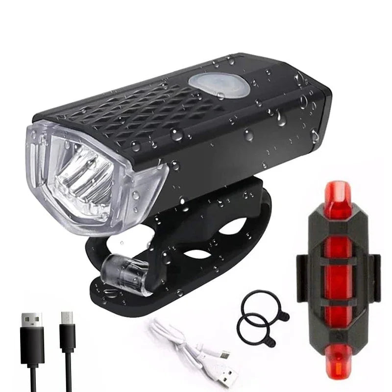 USB Rechargeable Bike Light Set Front Light with Taillight Easy to Install 3 Modes Bicycle Accessories for the Bicycle Oasis Select