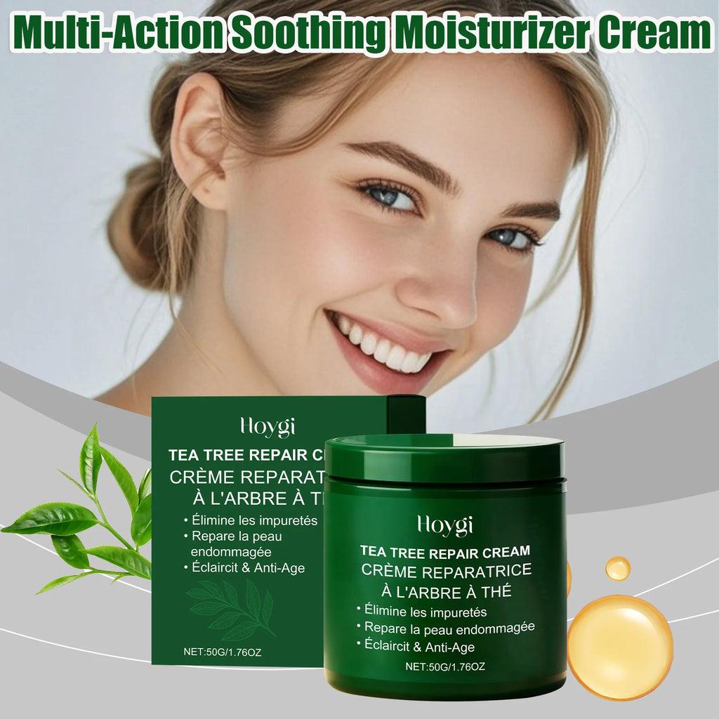 Multi-Action Soothing Repair Cream for Face Tea Tree Cream Centella Ceramide Aloe Vera Moisturizer for Sensitive & Oily Skin Oasis Select