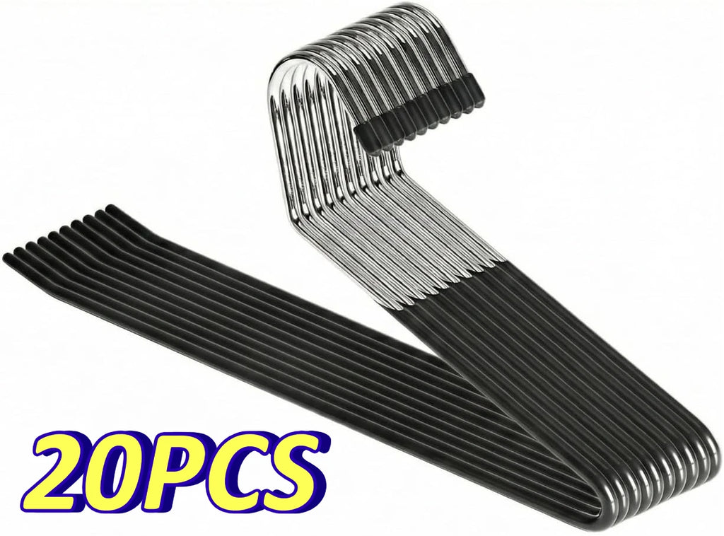 20pcs Pants Hangers Non-Slip, Heavy Duty Strong Stainless Steel Trouser Racks, Open Ended Jeans Hangers for Closet Space Saver Oasis Select