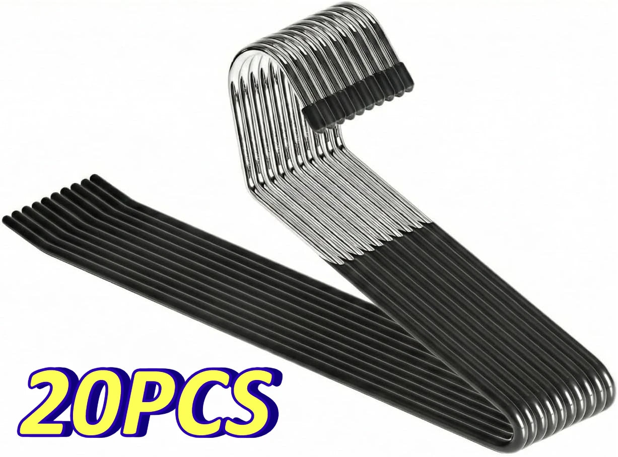 20pcs Pants Hangers Non-Slip, Heavy Duty Strong Stainless Steel Trouser Racks, Open Ended Jeans Hangers for Closet Space Saver Oasis Select