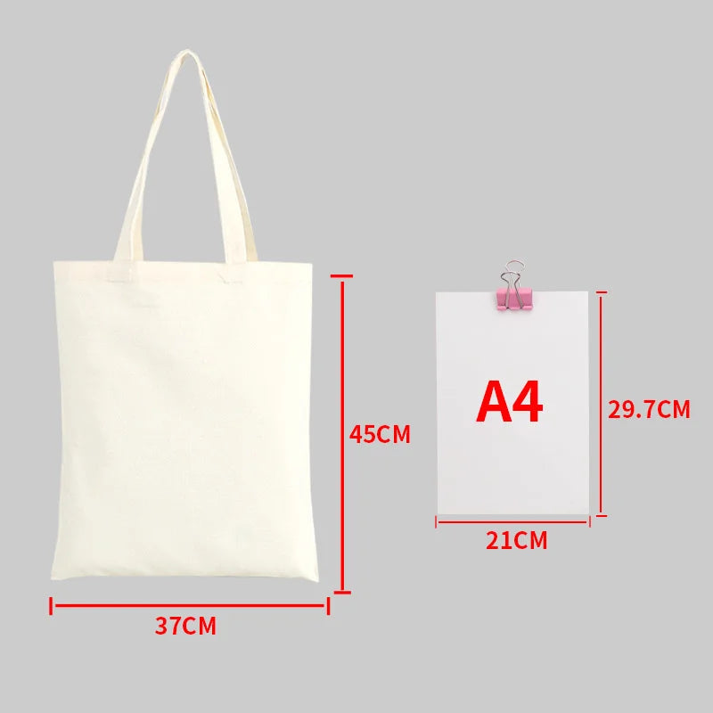 Reusable Foldable Shoulder Handbag Eco-Friendly Women Ladies Large Cotton Fabric Canvas Tote Bag For Market Shopping Bags Blank Oasis Select
