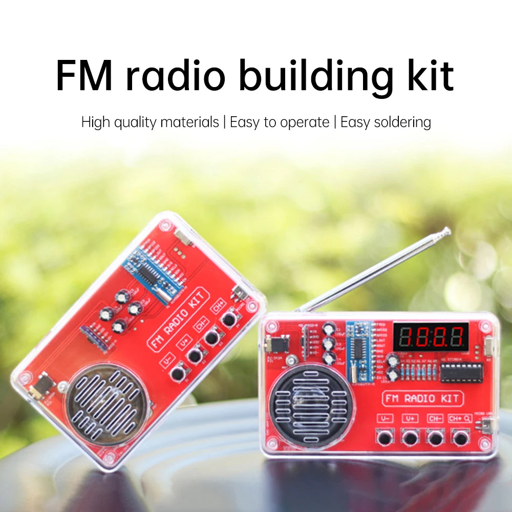 DIY FM Radio Electronic Kit 50-108MHz Adjustable IC RDA5807 with LED Digital Display DIY Soldering Kit 3W Speaker Dual Power Oasis Select