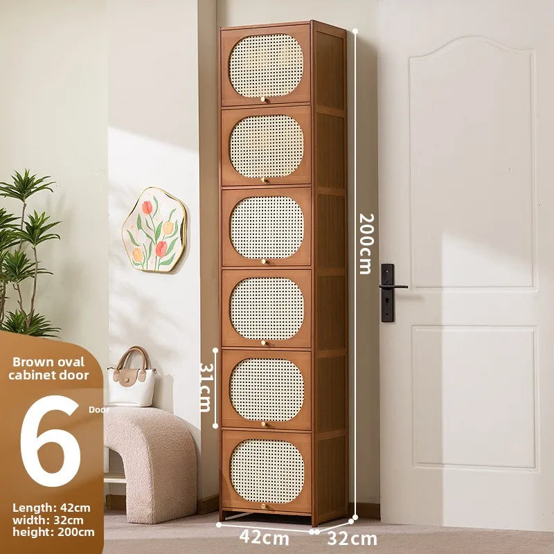 Household entrance shoe cabinet large capacity simple narrow multi-layer vertical small shoe cabinet corridor Oasis Select Brown-13 layers