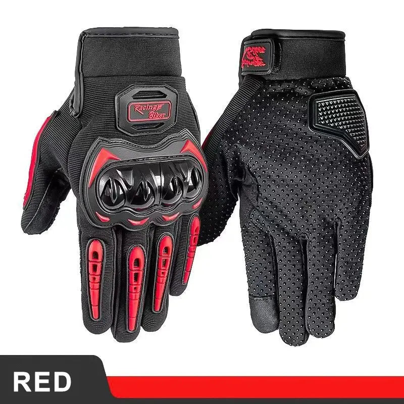 Motorcycle Gloves Black Racing Genuine Leather Motorbike Road Riding Team Glove Men Summer Winter Cycling Gloves Oasis Select Red XL