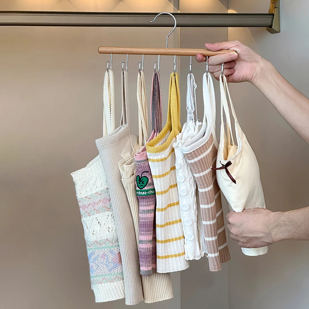 Wooden 8-Hook Hanger Rack | Clothes, Hats & Accessories Organizer