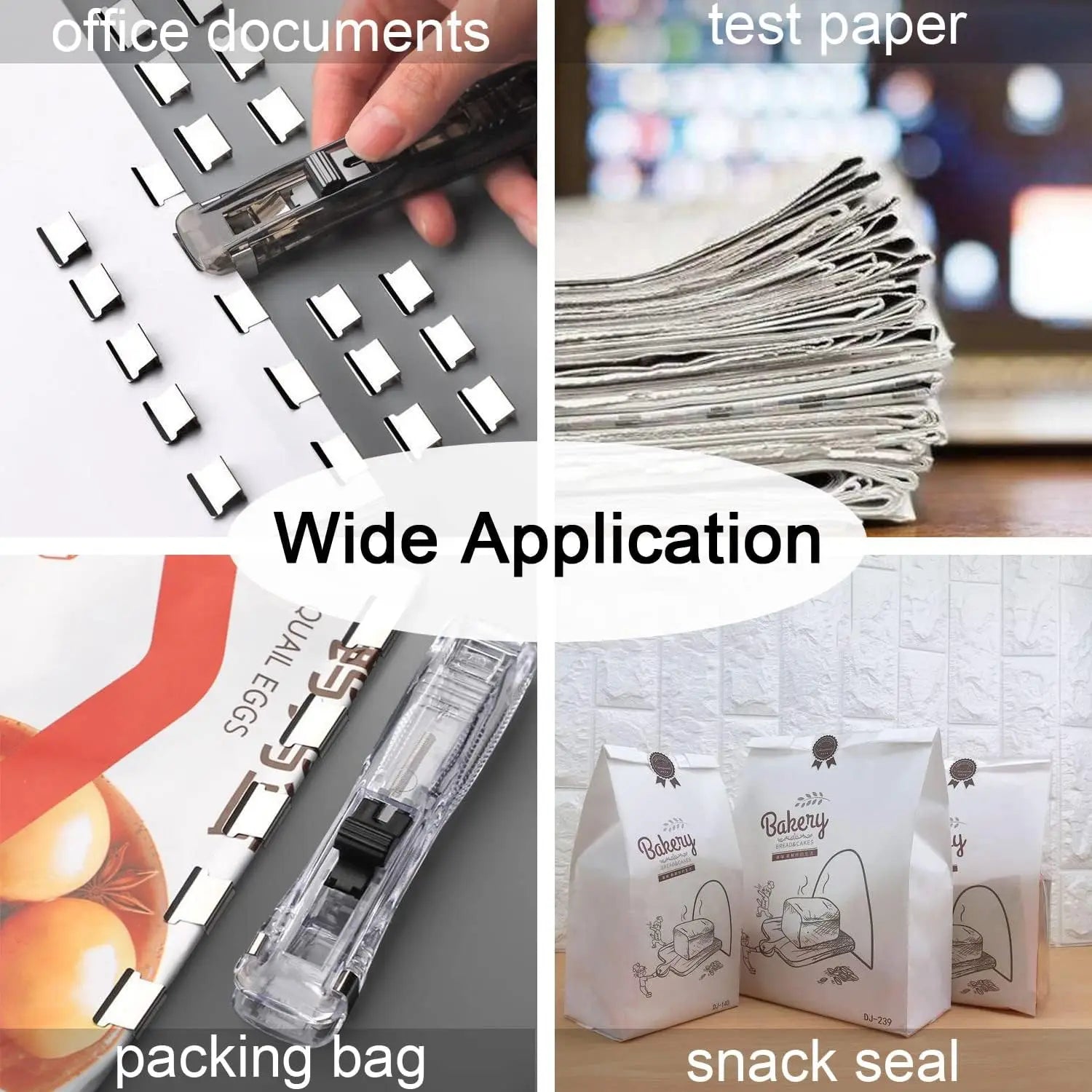 Push Stapler, Binder Clips Paper Clamps Desktop Stapler with 50pcs Stainless Steel Refill Clips for Office School Supplies Oasis Select