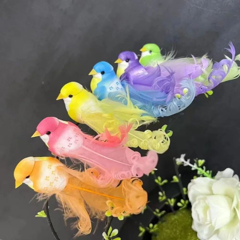 Artificial Feather Birds with Clip Set of 6 – Home & Wedding Decor