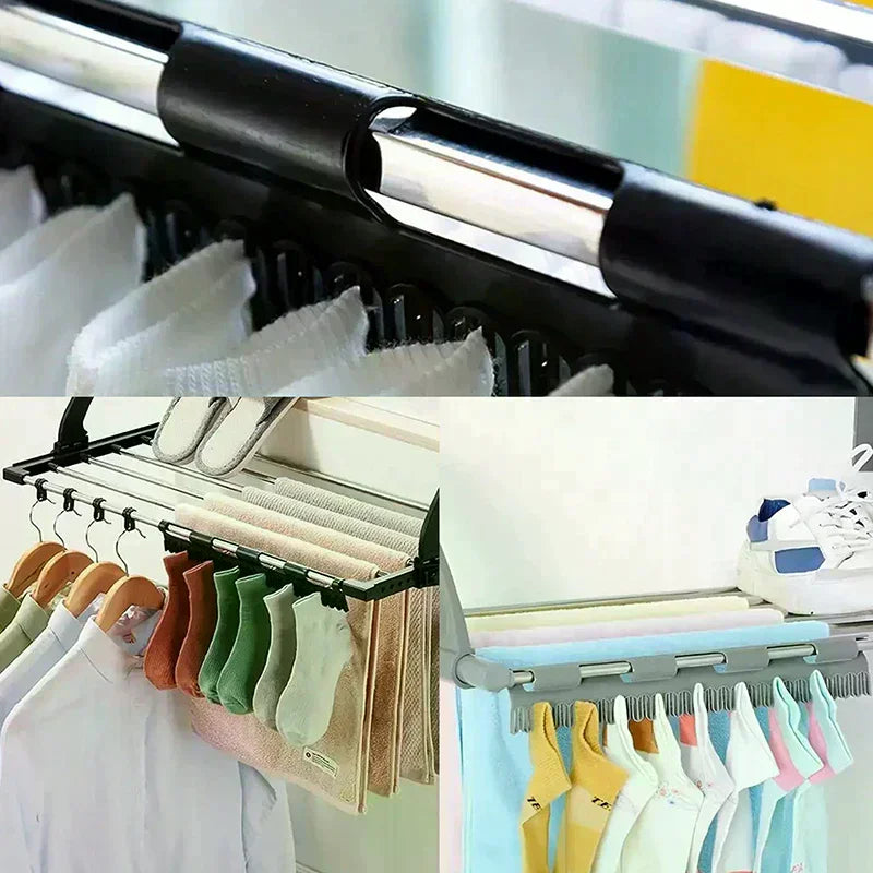 2 PCS Hanging Rod Sock Rack, Clothes Hanger Suitable For Drying Socks, Towels, Underwear And Other Small Clothing Items Oasis Select