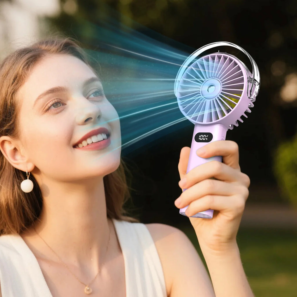 URGGU Portable Misting Fan – 4000mAh Handheld USB Fan