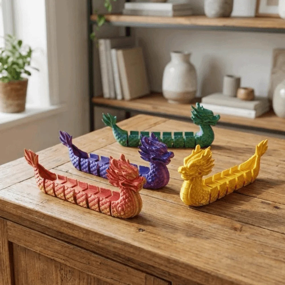 3D Printed Articulated Chinese Dragon Figurine & Key Holder