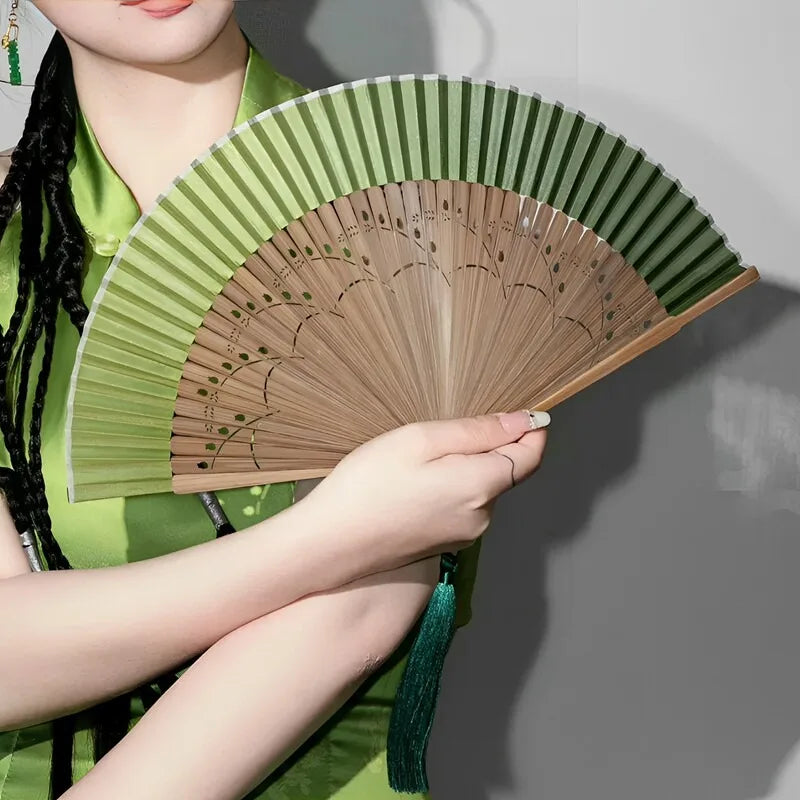 Gold Sprinkled Silk Folding Fan 6 Inch Pocket Size Sino Japanese Style Classic Handheld Decor for Ladies Daily Wear Oasis Select