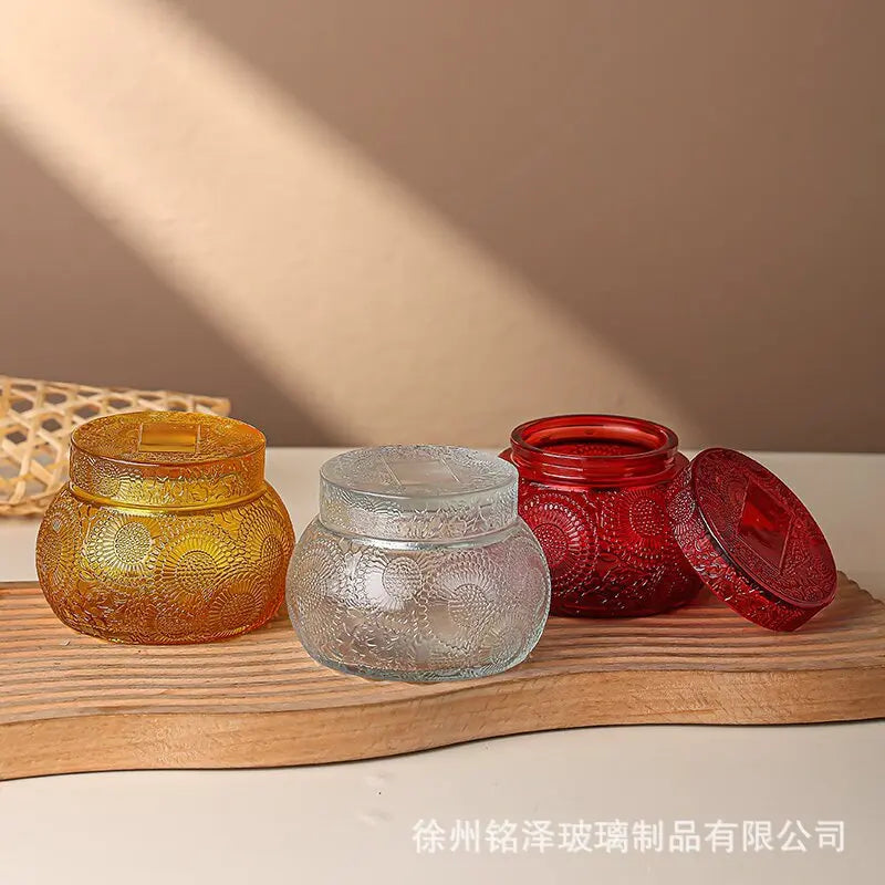Glass Lid Empty Cup Candle Holder Cute Fragrance Glass Bottle Aromatherapy Candle Container Oasis Select