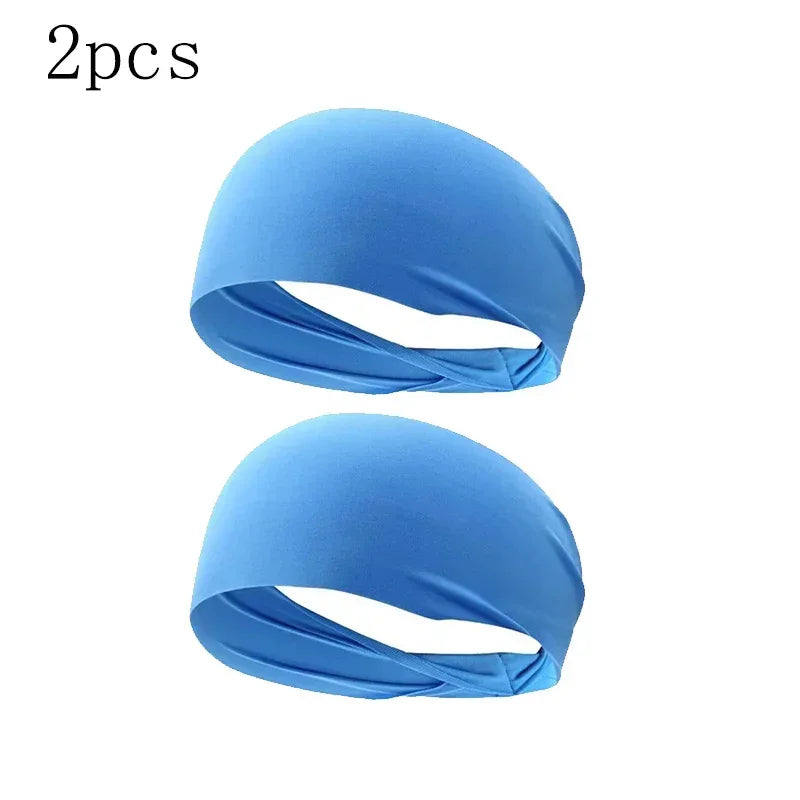 1/8PC Sweatband For Men Women Elastic Sport Hairbands Head Band Yoga Headbands Headwear Headwrap Sports Workout Hair Accessories Oasis Select blue-2pcs