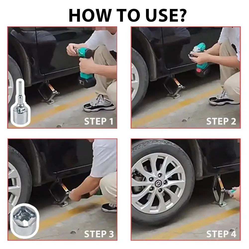 Electric Drill Scissor Jack Adapter – Impact Wrench Socket Set
