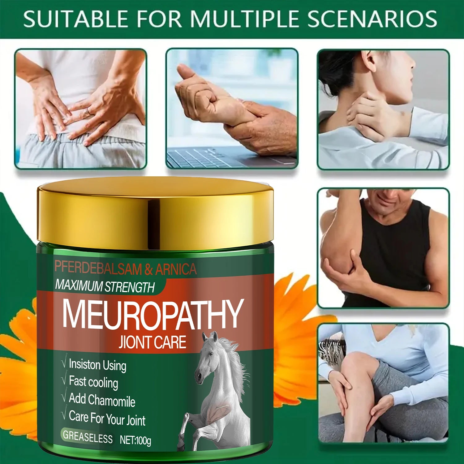 Pferdebalsam & Arnica Joint Care Cream – Max Strength Cooling Joint Pain Relief Cream Oasis Select