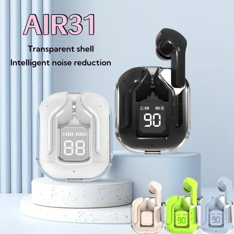 True Wireless Bluetooth Headset Transparent Design with LED Digital Display Stereo Sound TWS Earphones for Sports Working-Air 31 Oasis Select