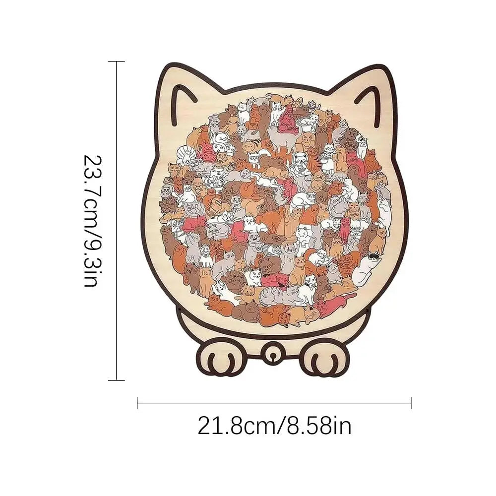Wooden Cat Puzzle Precise Decor Kit 135 Pieces Wood Challenging Jigsaw Puzzles for Cat Lovers Home Shelf Family Friends Indoor Oasis Select B