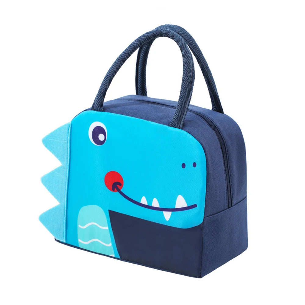 3D Cute Cartoon Lunch Box Bag for Students - Insulated Thermal Food Carrier, Portable Handheld Meal Tote with Keep Warm Pocket Oasis Select Crocodile navy green