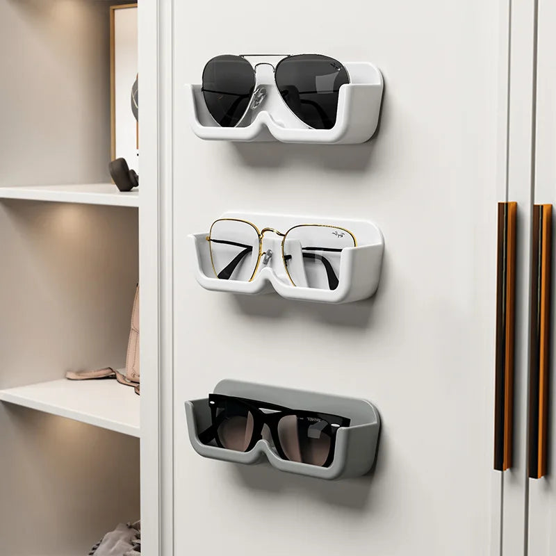 High End Glass Display Cabinet Glasses Storage Box Wall Mounted Perforated Free Sunglasses Storage Rack Sunglass Home Tidying Oasis Select