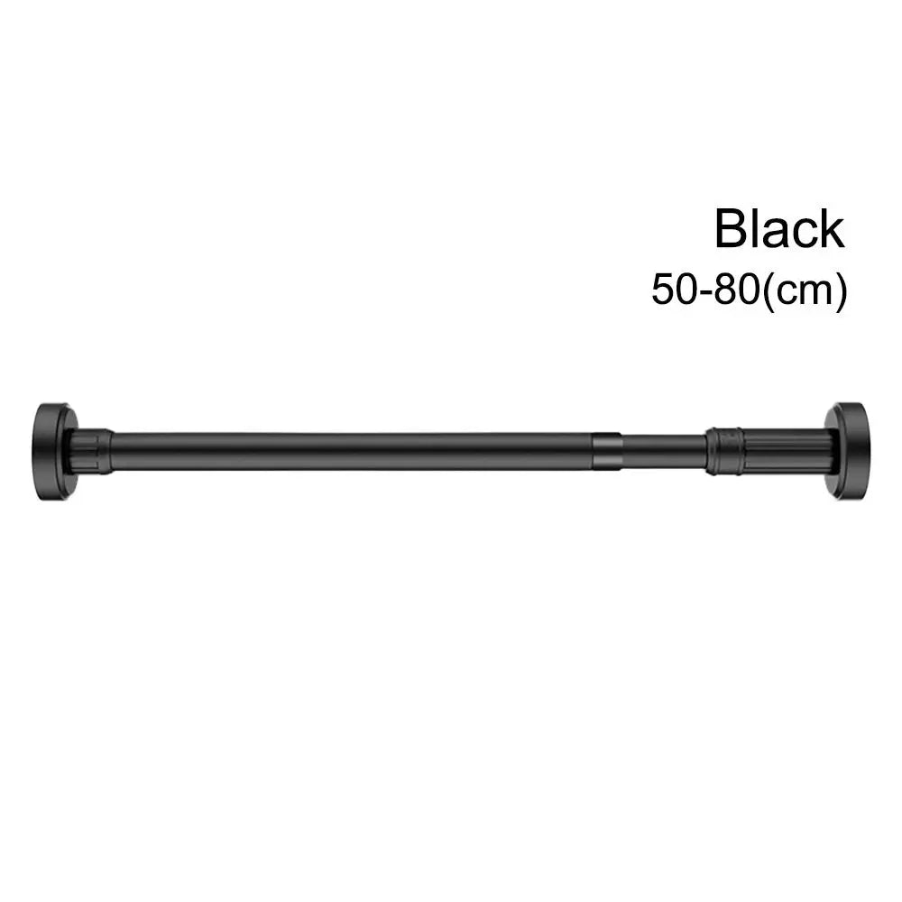 Durable Stainless Steel Clothes Drying Rack No-Drill Hollow Telescopic Pole Adjustable 35-80cm Curtain Rod for Balcony Bathroom Oasis Select black 35-50cm