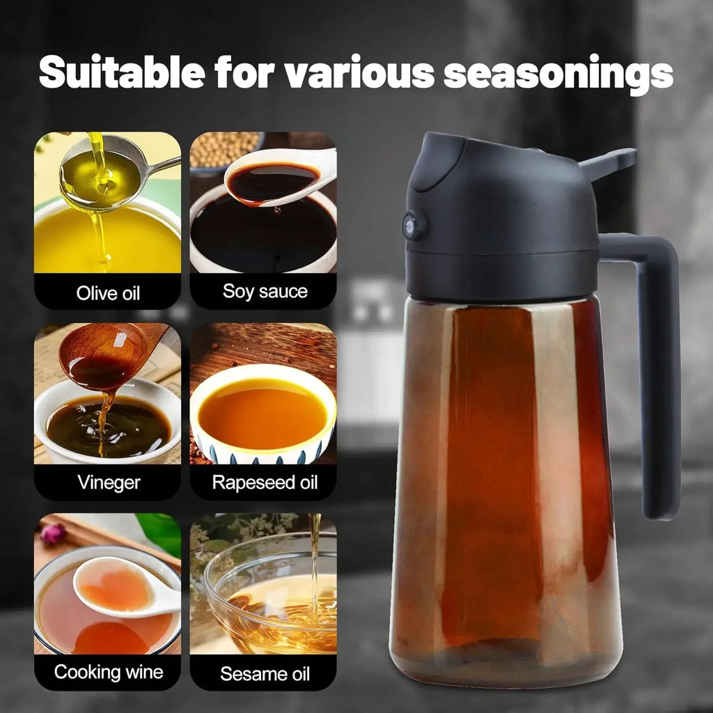 470ml Dark Amber Glass Oil Sprayer Food Grade Olive Oil Dispenser Bottle with Stickers for Cooking Kitchen Air Fryer BBQ Oasis Select