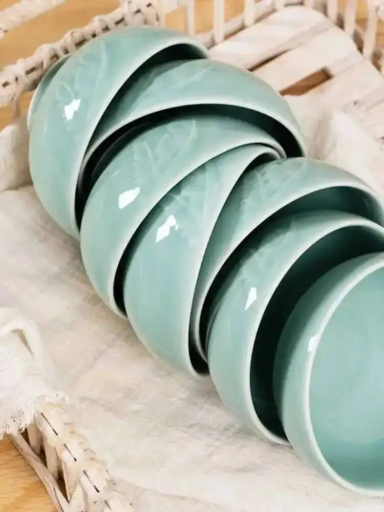 Celadon 4.5 Inch Rice Bowl Breakfast Porridge Bowl Ceramic Small Soup Bowl Tableware Oasis Select