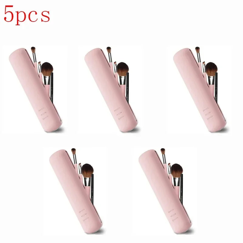 5/3/1Pcs Silicone Makeup Brush Storage Bag Waterproof Makeup Brush Travel Holder Magnetic Portable Cosmetic Bag Multipurpose Oasis Select 5pcs Light Pink