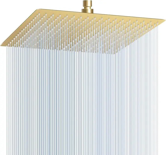 New 1pcs 8/10/12 Inch Rainfall Shower Head Stainless Steel Ultra Thin Waterfall High Pressure Water Saving Bathroom Accessories Oasis Select Gold Shower 10 inch