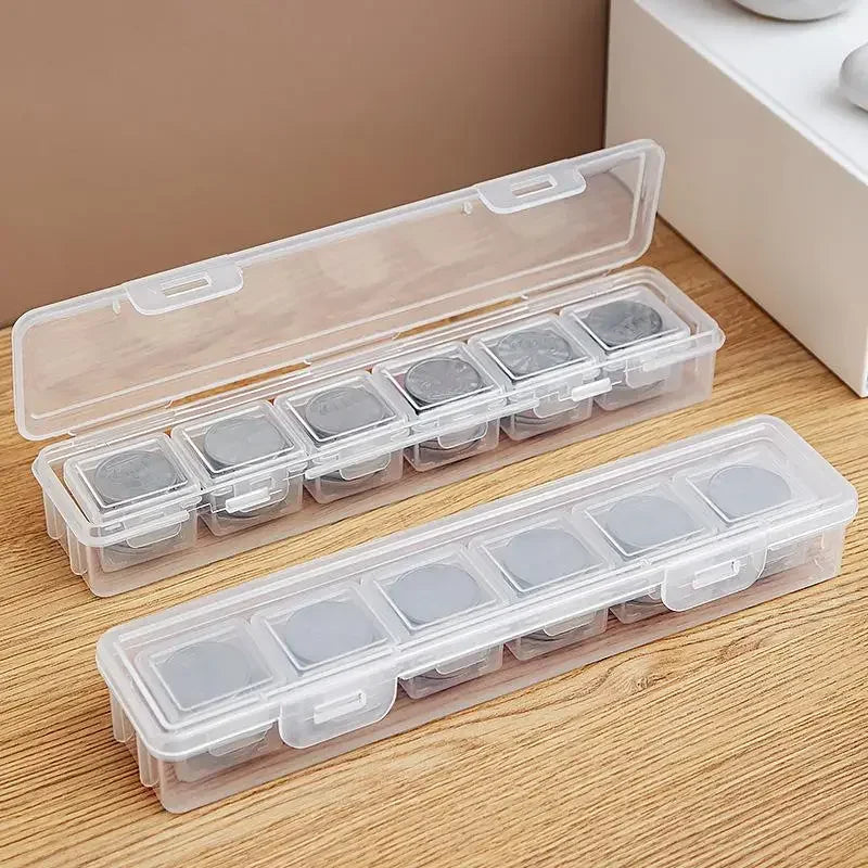 Clear Rectangular Coin Cases Capsules Container Holder Storage Box Plastic For Storing Coins Bins Oasis Select