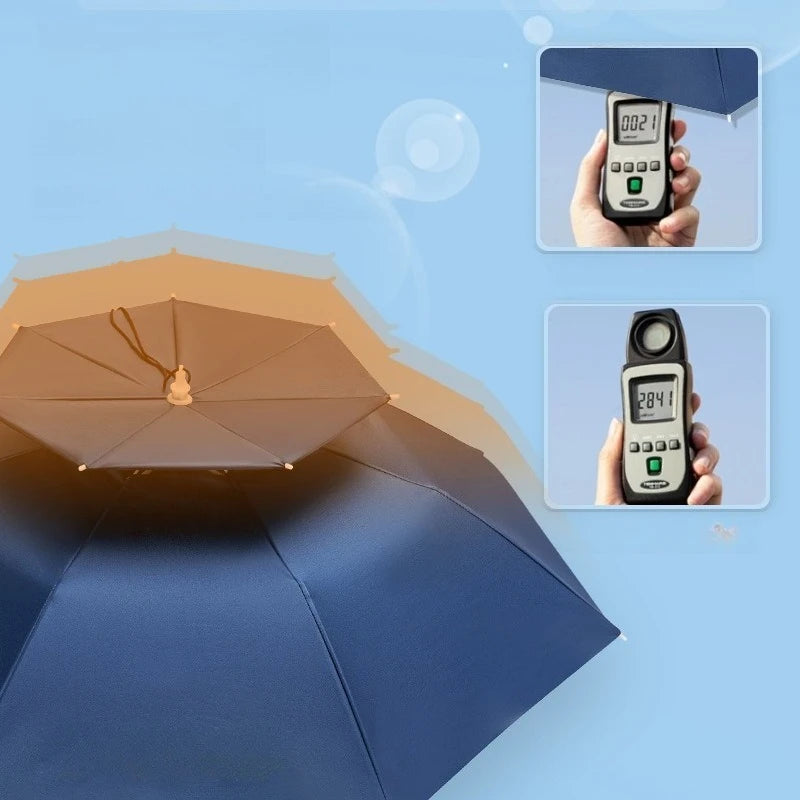 Head Mounted Fishing Umbrella Cap Multi functional Outdoor Sunshade Head Umbrella Cap Adult Sunny and Rainy Umbrella Oasis Select