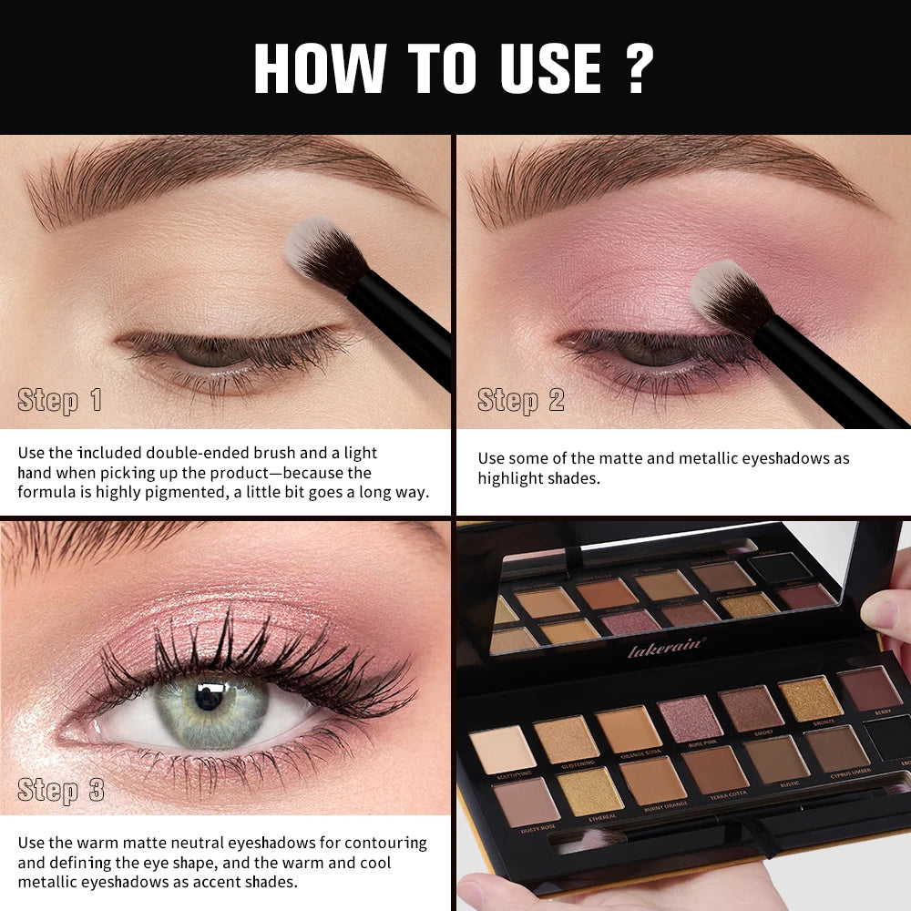 14-Color Eyeshadow Palette – Matte, Shimmer & Glitter | Lakerain Eyeshadow Palette Oasis Select