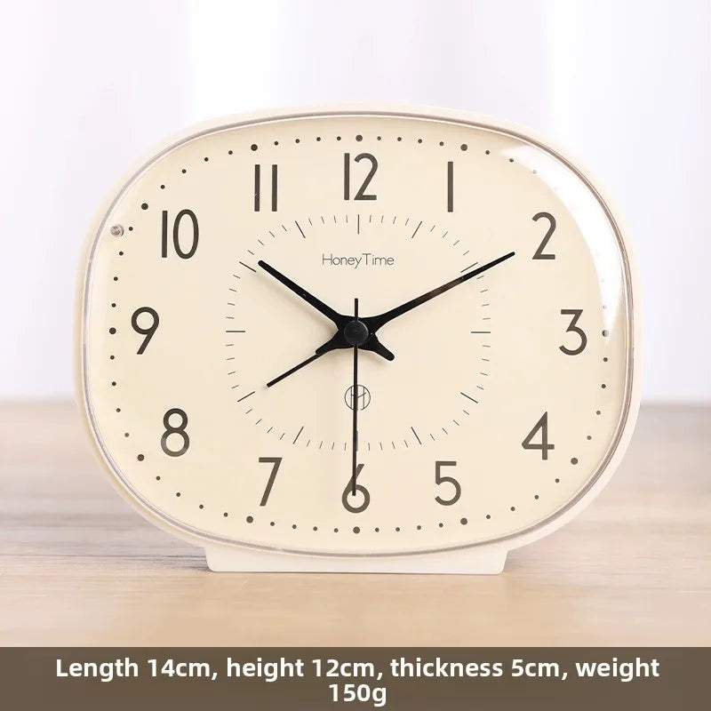 New Bedside Small Alarm Clock Desktop Silent Clock Dedicated for Elderly Bedroom Wake-up Tool Desktop Ornament Oasis Select White