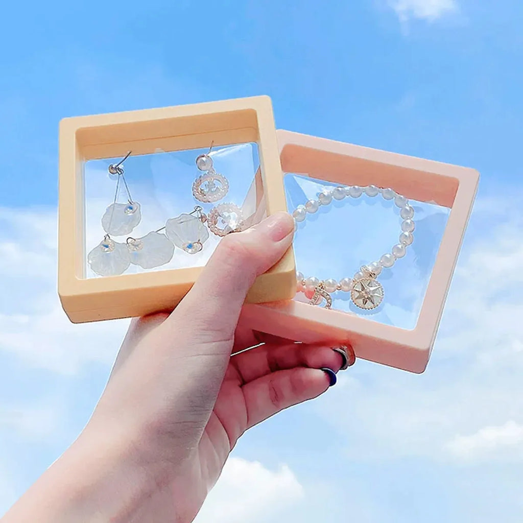 10pcs,Transparent floating display box, plastic film jewelry packaging box, jewelry, necklace, ring, and collectible storage box Oasis Select